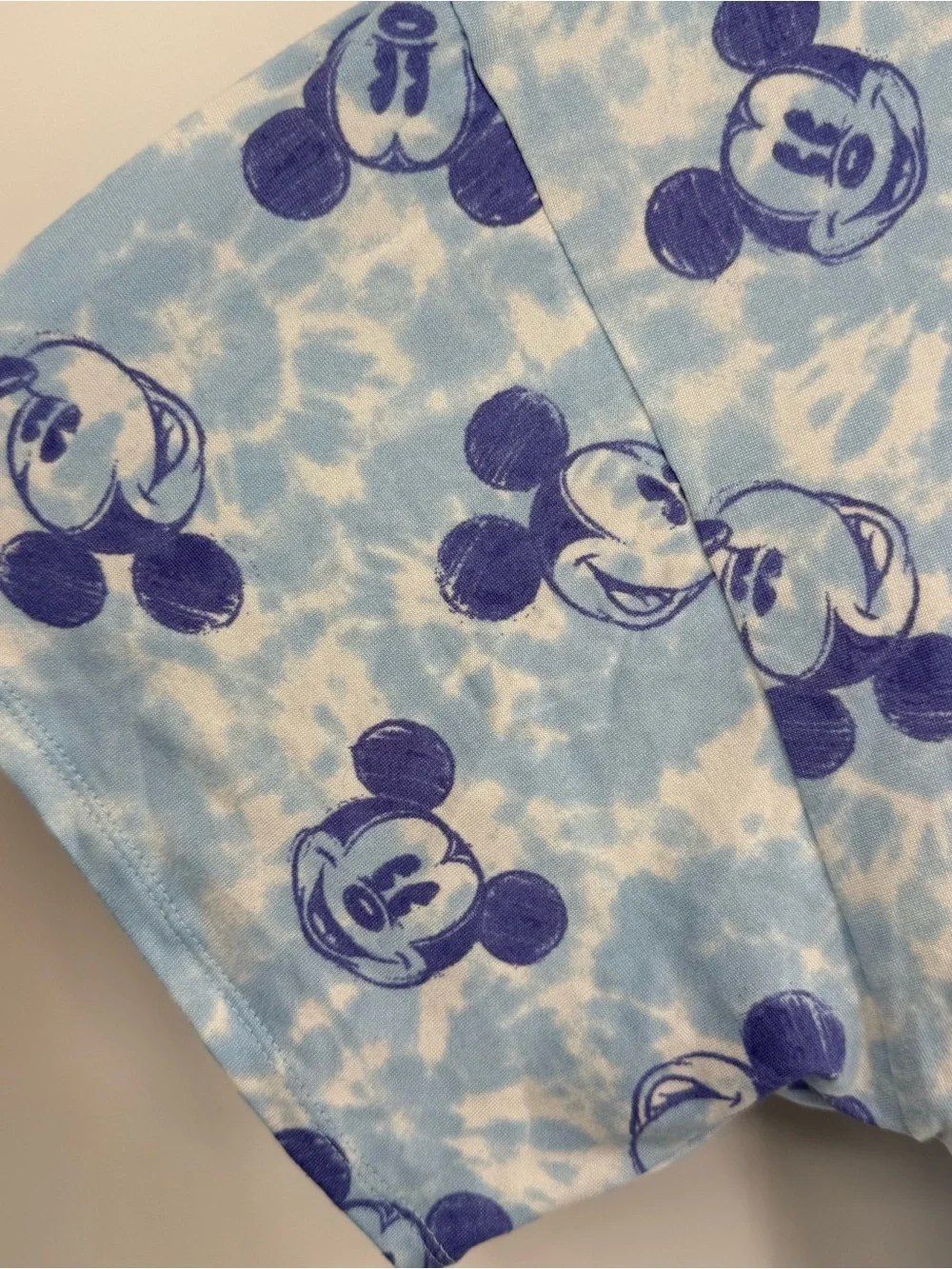 Disney Mickey Mouse Two Piece Pajama Set Size 1X Blue Jersey Knit Short Sleeves